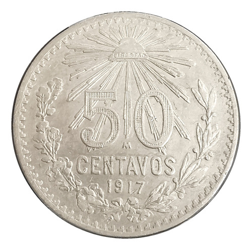 Moneda 50 Centavos 1917 De Plata Ley 0.800