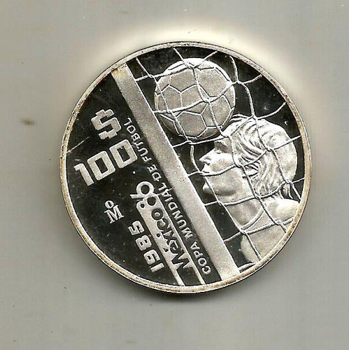 Moneda De Plata 100 Pesos Mundial Mexico 1986 (rara)