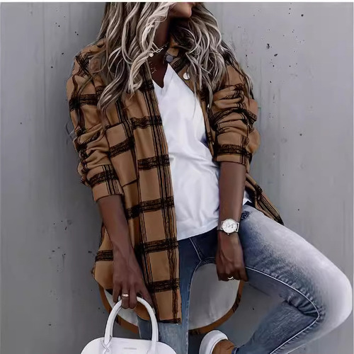Chaqueta Camisero Casual Con Botones Para Mujer