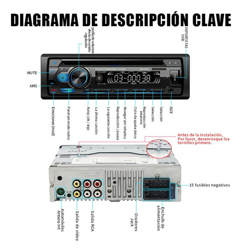 Auto Radio Estéreo 1 Din Bluetooth Dvd Cd Con Reproductor