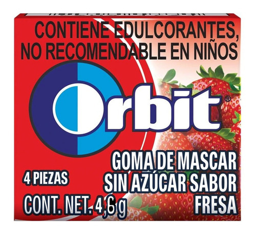 Goma De Mascar Chicle Orbit Sabor Fresa 4,6g 4 Pastillas