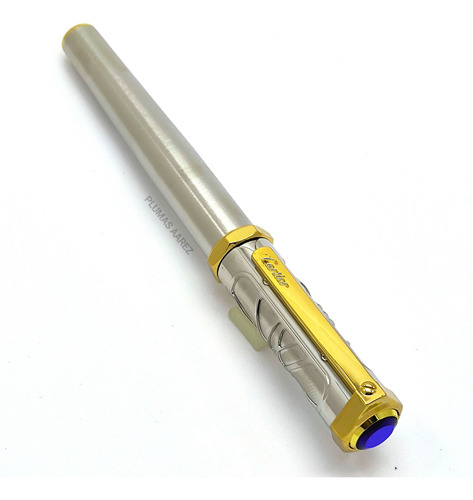 Pluma Rollerball Montblanc Cartier Spider Plata Oro Jumbo Pr Plateada Filos Dorados Negro (Reacondicionado)