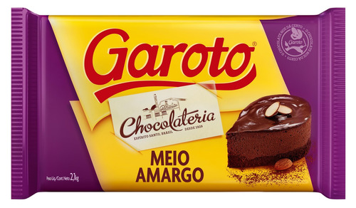 Chocolate meio amargo Chocolateria Garoto  pacote 2.1 kg