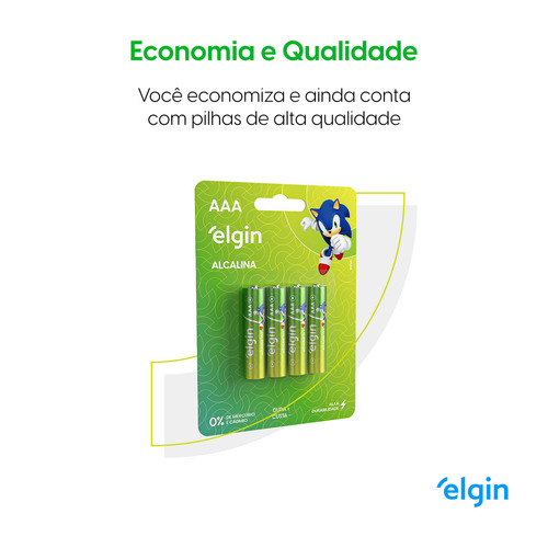Pilha Elgin Alcalina AAA Cilíndrica - kit de 4 unidades