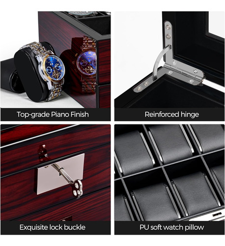 Funda De Reloj Anwbroad 12 Para Hombre, Caja De Reloj Con...