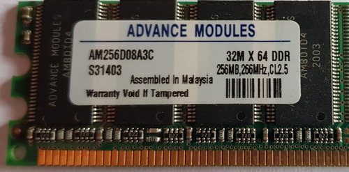 Memoria Ddr 256 Mb Pc2100 266 Mhz - Usada- En Villa Devoto