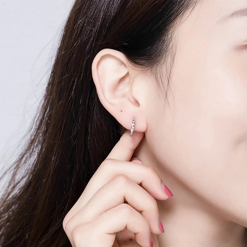 Aretes Plata 925 Pendientes Aro Huggies Chapados En Platino