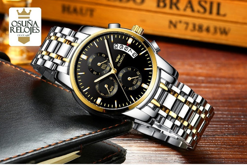 Relógio Masculino Luxo Dourado Prata Pronta Entrega