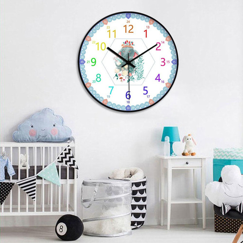 Reloj De Pared Niños Salón De Clases Forma De Elefante.
