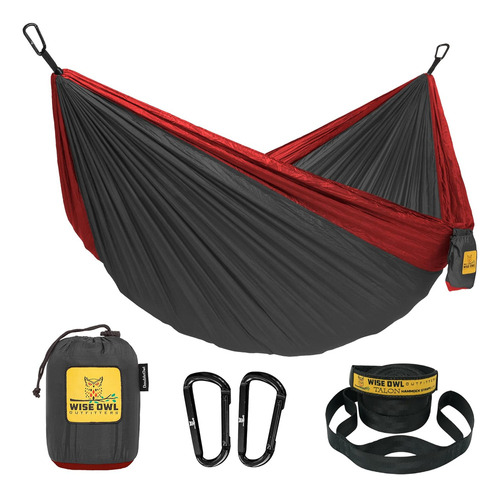 Hamaca De Camping Wise Owl Outfitters Carbón Y Rojo, Talle L