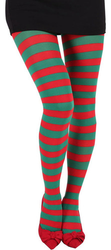 Bh Calcetines Navideños A Rayas Hasta El Muslo Y Medias