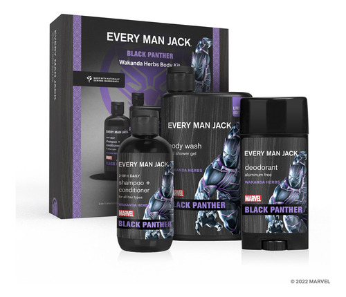 Every Man Jack Black Panther - Juego De Regalo De Bano Y Cue