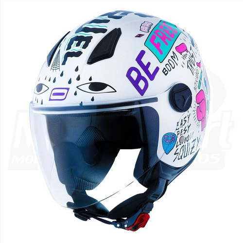 Capacete Aberto Norisk Orion Free White Branco Roxo Com Nf