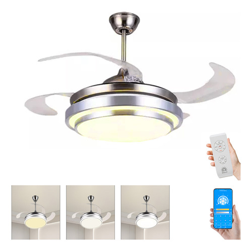 Ventilador De Techo Megaluz Moderna F500vl01a Con Luz