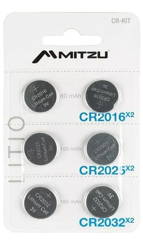 Pilas Mitzu Cr2025 Cr2032 Cr2016  Botón - Pack De 6 Unidades