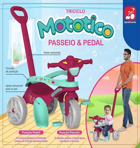 Brinquedo Bandeirante Motoca Velobaby - Rosa 357 - Martinello