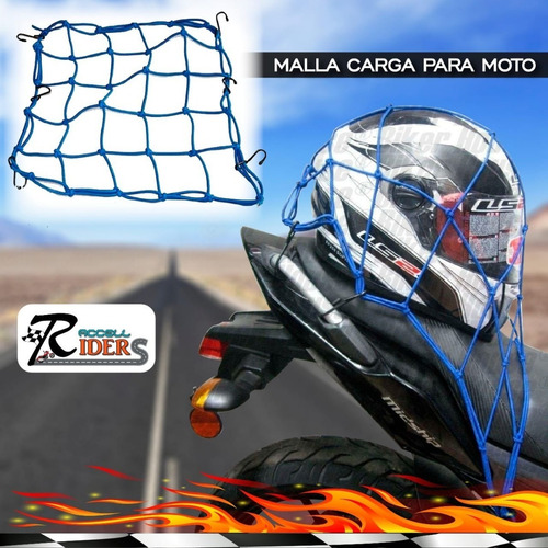 Imagen 4 de 4 de Red Malla Elástica De Carga 45x45cm Y 6 Ganchos Para Motos