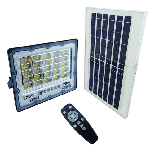 Proyector Solar Led De 200 Watt Duo Color Panel Solar, C/r