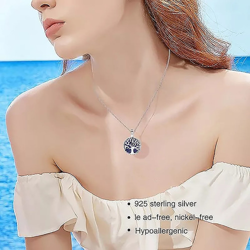Collar Lapislázuli Arbol De La Vida Raices Cadena Plata 925