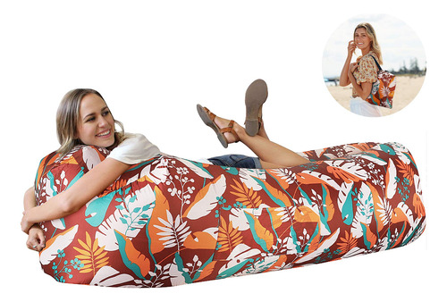 Soca Cama Inflable  Para Camping Viajar Inflar Sin Bomba