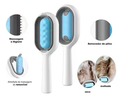 Escova Tira Pelos Encaixe De Fita Adesiva 2 Modos Azul