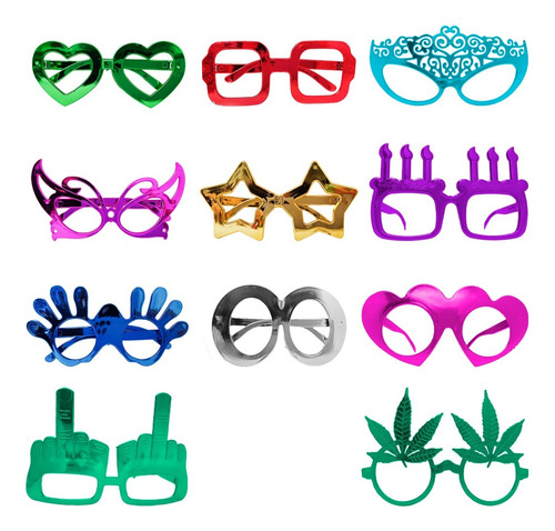 12 Lentes Plastico Carnaval Disfraz Fiesta Batucada Party