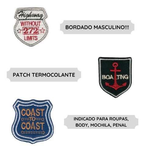 Imagem 3 de 5 de Kit 18 Pçs Bordado Termocolante Aplique Masculino Adulto