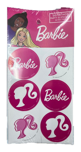 24 Distintivos Stickers Fiesta Infantil Barbie