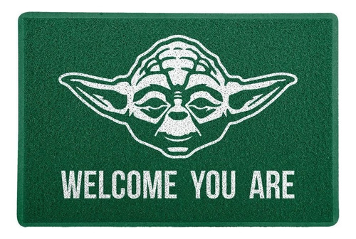 Capacho Tapete Geek Star Wars Mestre Yoda Welcome You Are Cor Verde