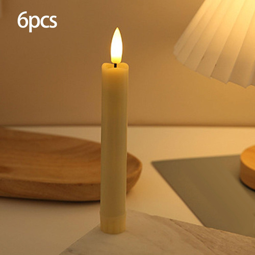 6 Piezas De Velas De Pilar Led Velas Cónicas Sin Llama