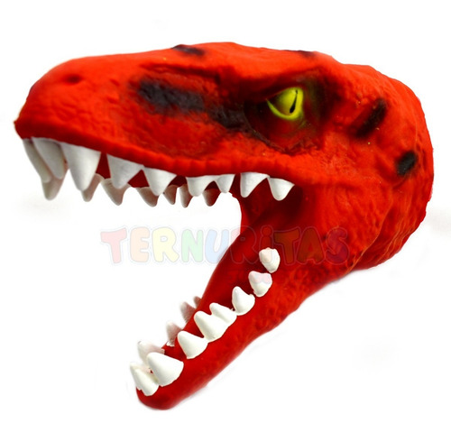 Imagen 2 de 7 de Cabeza De Dino Titere Guante De Goma Gigante T-rex Raptor Sc