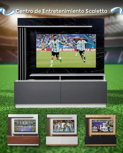 Modular Moderno Rack Mesa Tv 180 Cm Mesina Hickory / Negro
