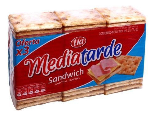 Galletita Media Tarde Sandwich Sin Sal 107 g Pack X 3