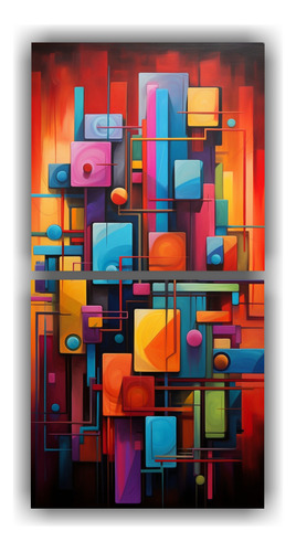 120x60cm Cuadros Abstractos Colores Fríos: 2 Lienzos Tela T