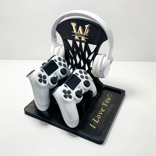 Soporte Controlador De Madera Con Soporte Auriculares Ews