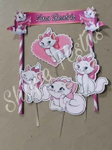 Topo De Bolo Personalizado Aniversário Gatinha Marie