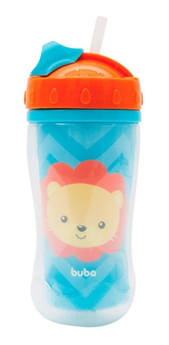 Copinho Infantil Garrafa Buba® Parede Dupla Canudo Silicone Cor Leão