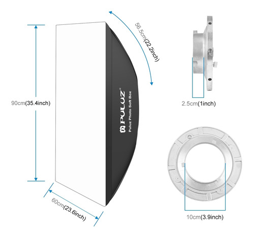 Imagen 3 de 9 de Softbox Puluz 60x90 Cm Bowens Mount Fotografia Video Y Mas