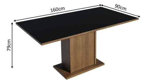 Mesa de Comedor Rectangular Madesa 5275 Color Rústico/Negro
