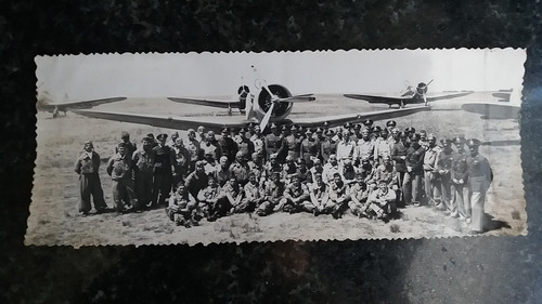 Panorámica Avión Y Soldados Fuerza Aérea Argentina Años 40