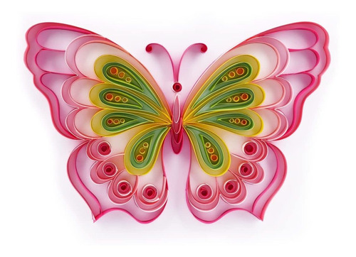 Kit Quilling Papel Para Adulto 8 X 10  Mariposa Rosa Hecha