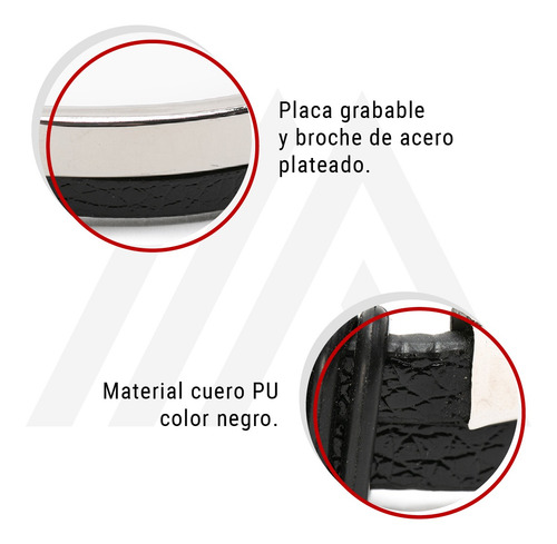 Imagen 7 de 10 de Pulsera Hombre Placa Grabable Color Plata