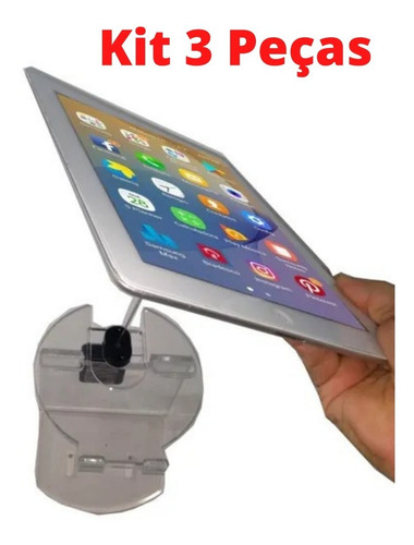 Kit Com 3 Suporte De Parede Para iPad/tablet Com Cabo De Aço