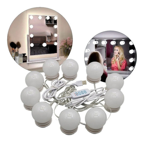 Imagem 3 de 10 de 10 Lâmpada Led Espelho Camarim Maquiagem Muda A Cor Liga Usb
