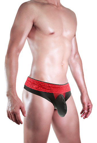 B Ropa Interior De Cintura Baja Para Hombre, Encaje De Seda