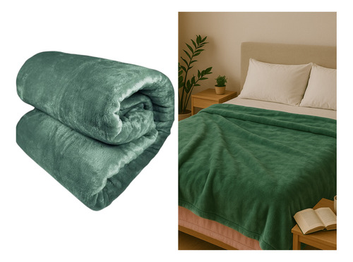 Kit 2 Cobertor Casal Corttex Turim Soft Macio Toque De Seda Liso Verde