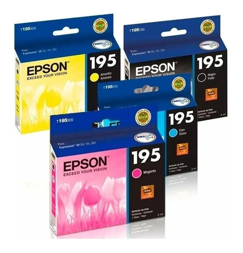 Pack 4 Tinta Epson 195 Original B/c/m/y Xp-101 Xp-201 Xp-211