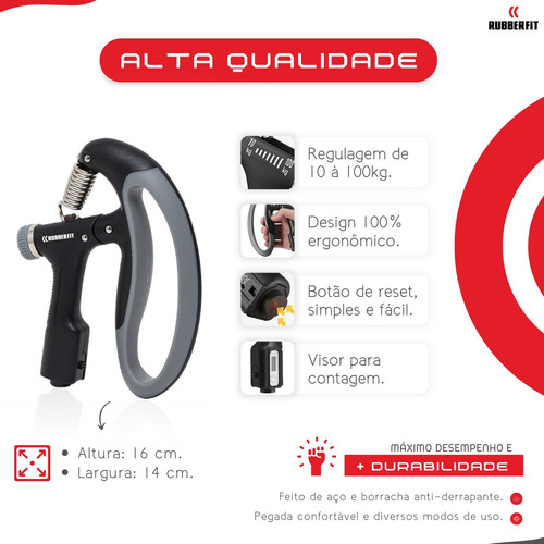 Hand Grip Exercitador E Fortalecedor De Mão Antebraço 100kg Cor Preto