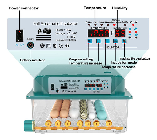 Hethya Fahrenheit - Incubadoras De 36 Huevos, Monitoreo De H