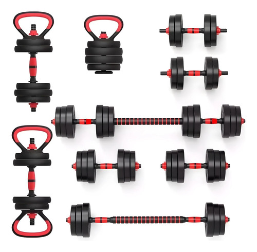 Set Mancuernas Barra Ajustables 20 Kg 3 En 1